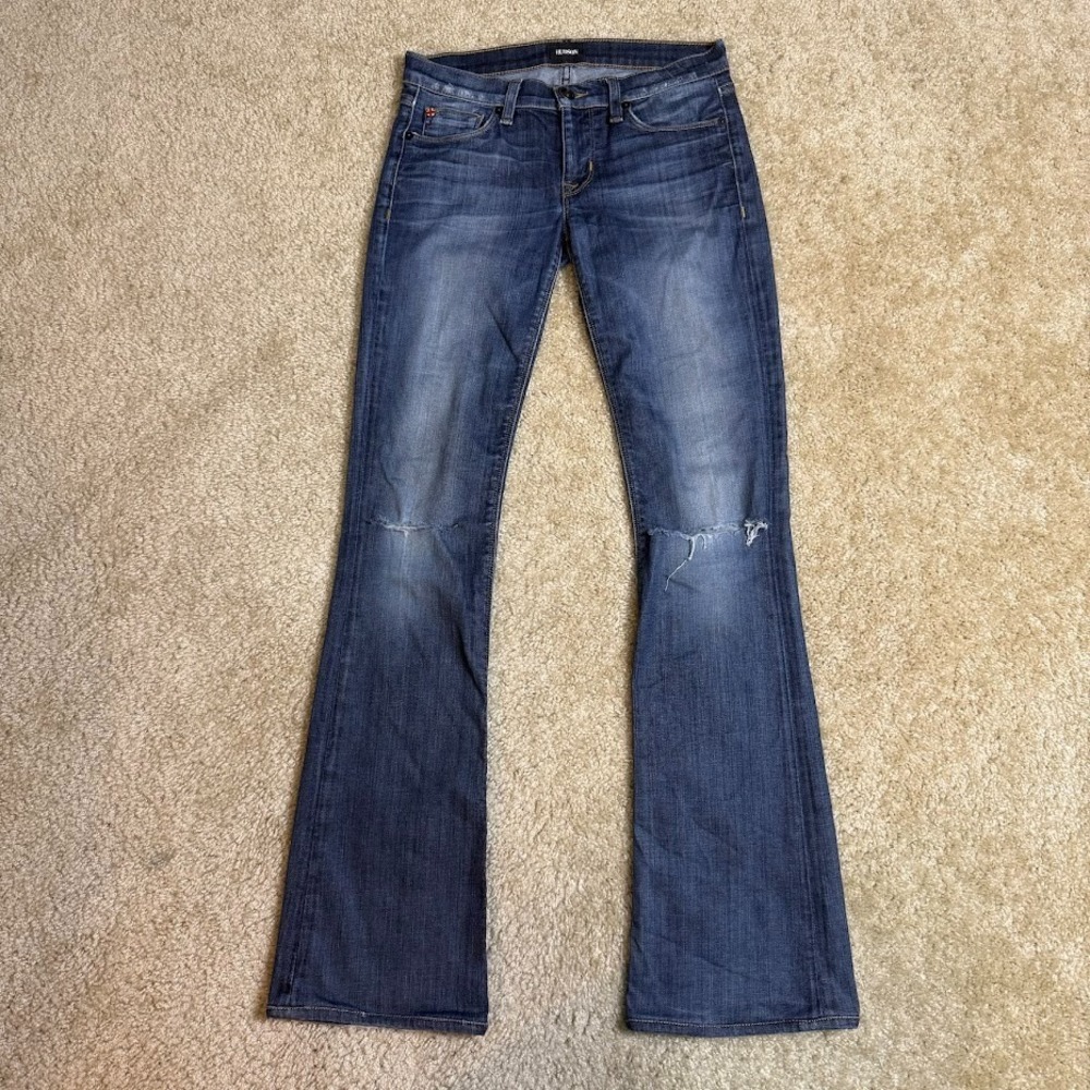 Hudson Love Bootcut Jeans 25 Glam Dark Wash‎ Distressed W109DIF Low Rise Flare